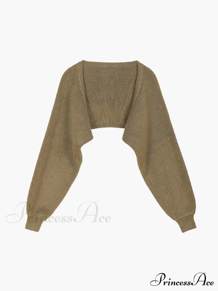 Essential Two Piece Trendy Bolero Long Sweater Dress Sweaters-L