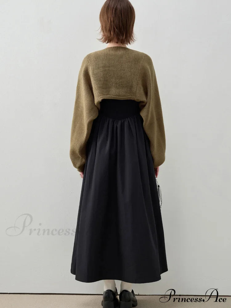 Essential Two Piece Trendy Bolero Long Sweater Dress Sweaters-L