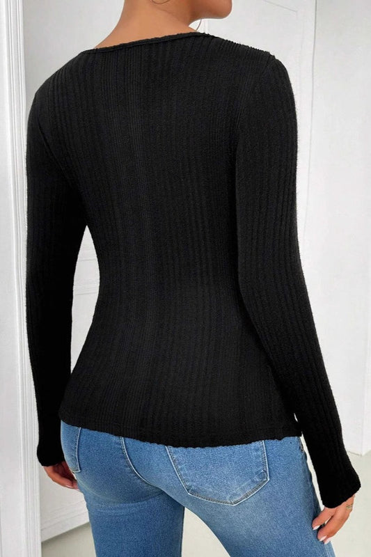 Ribbed Asymmetric Chest Cutout Top