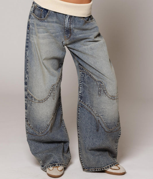 Washed Blue Vintage Denim Jeans