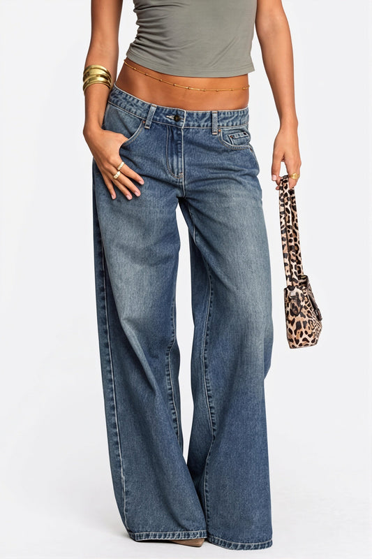 Bow Washed Straight Leg Jeans