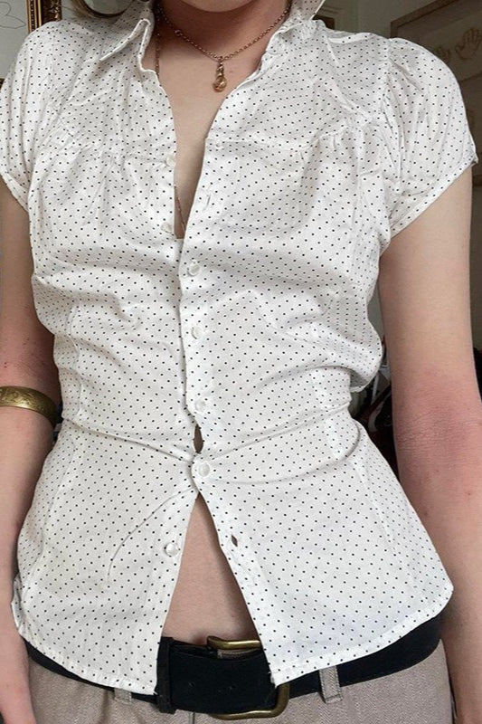 Satin Polka Dot Short Sleeve Bloshope