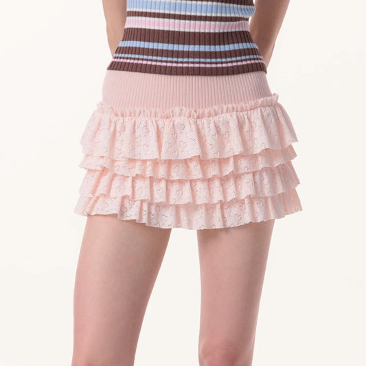 Heart Pattern Cake Style Skirt