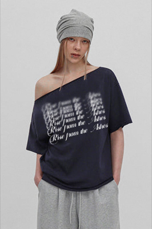 Asymmetric Printed Loose T-Shirt