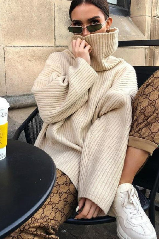 High Neck Loose Knit Sweater