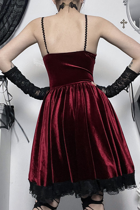 Velvet Tie-Waist Gothic Dress