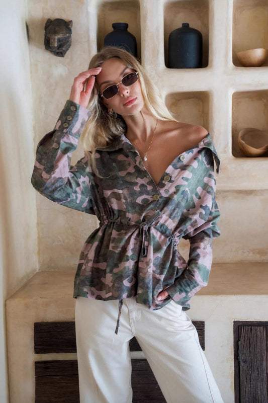 Camouflage Print Long Sleeve Bloshope