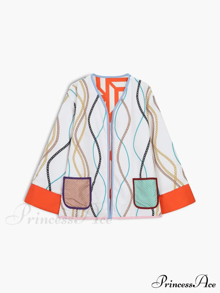 Fantasy World Double Trendy Sided Patchwork Coat Coats-L