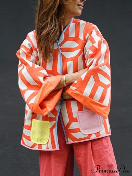 Fantasy World Double Trendy Sided Patchwork Coat Orange / Xs Coats-L