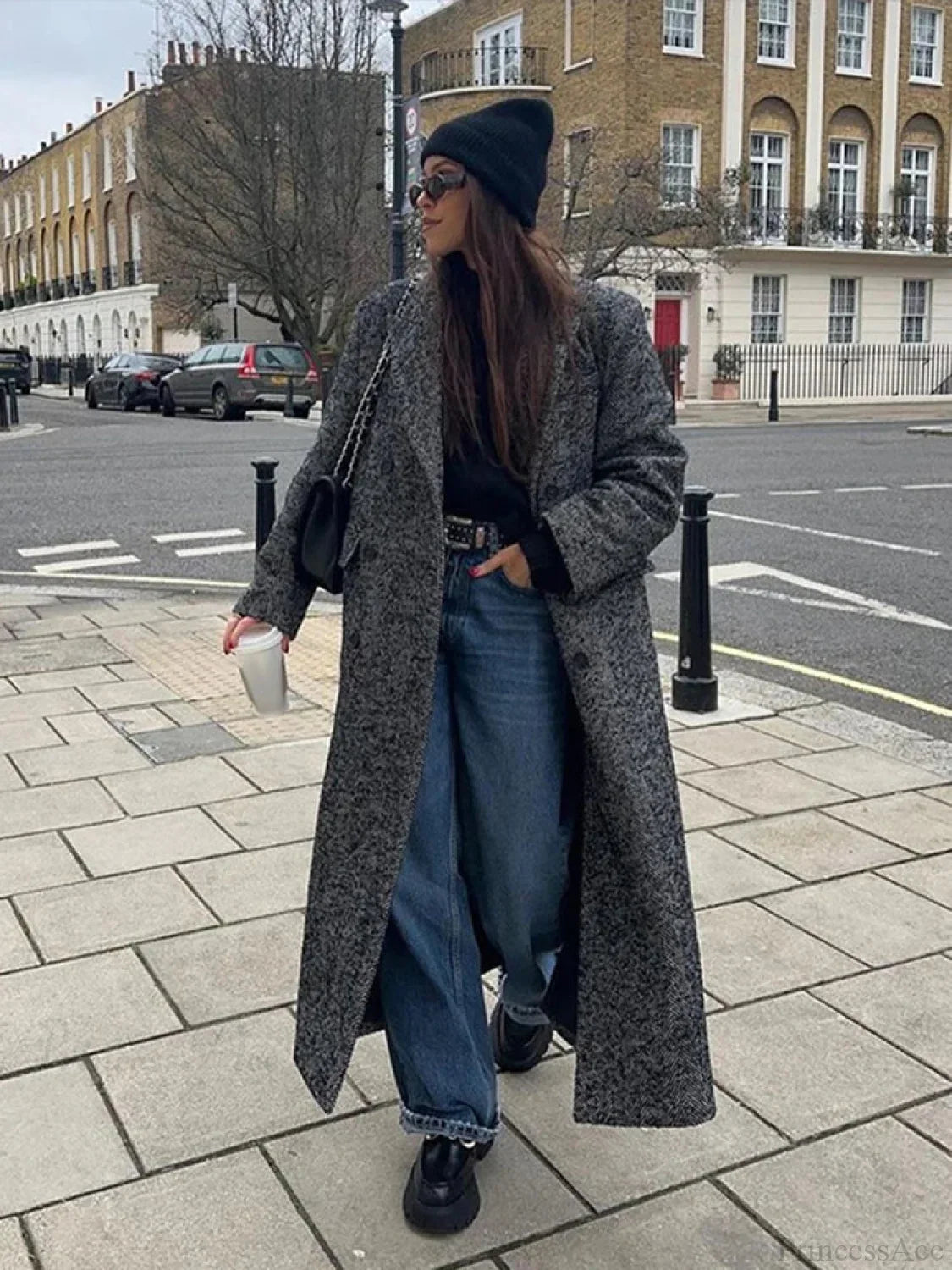 Faux Fur Lace-Up Patchwork Overcoat