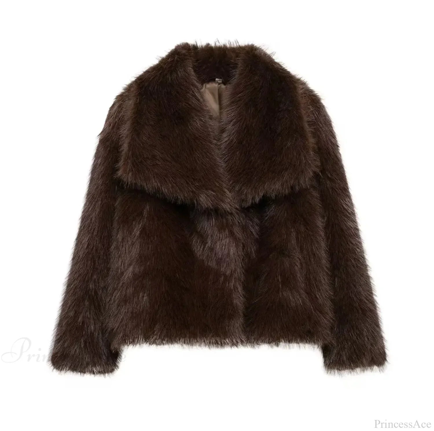 Faux Fur Lapel Autumn Winter Coat Coffee / Xs Coats-241208