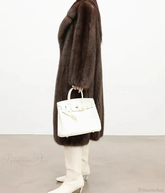 Faux Fur Lapel Pit Fabric Drape Overcoat