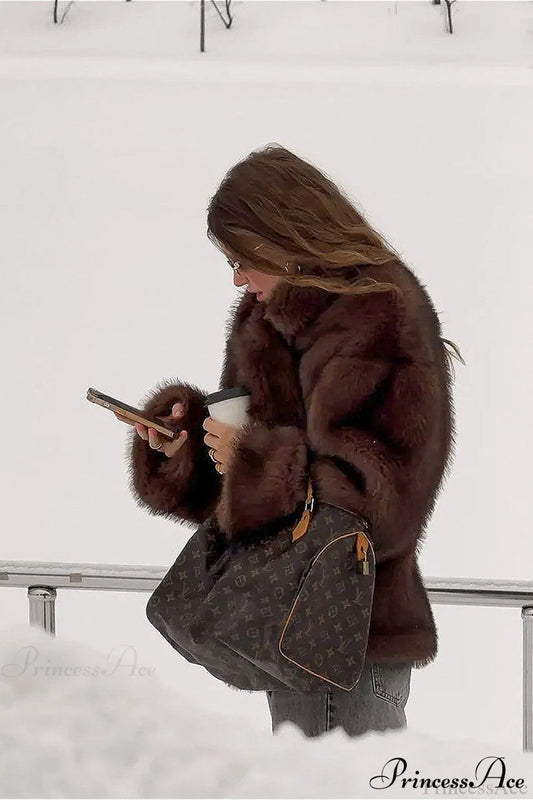 Faux Fur Lapel Warm Fashion Coat