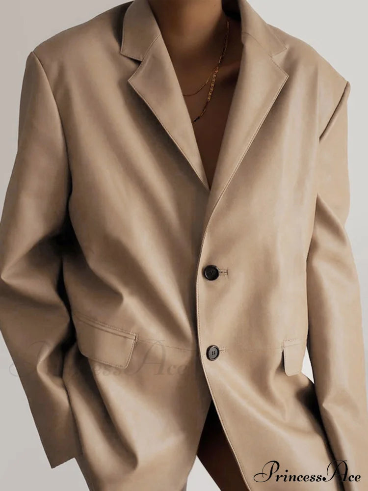 Faux Leather Graceful Structured Jacket Pu Jackets