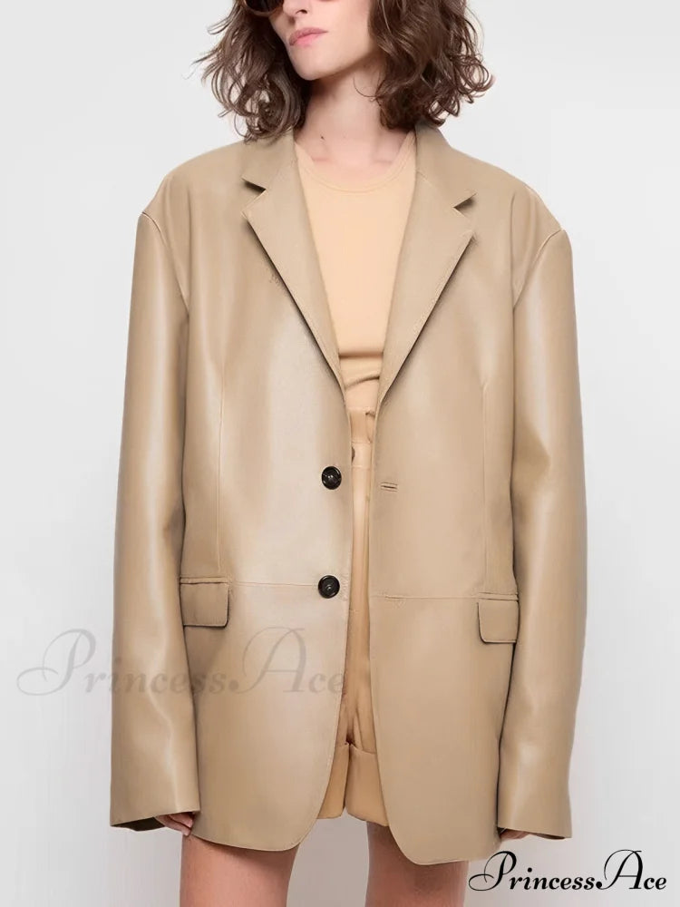 Faux Leather Graceful Structured Jacket Pu Jackets