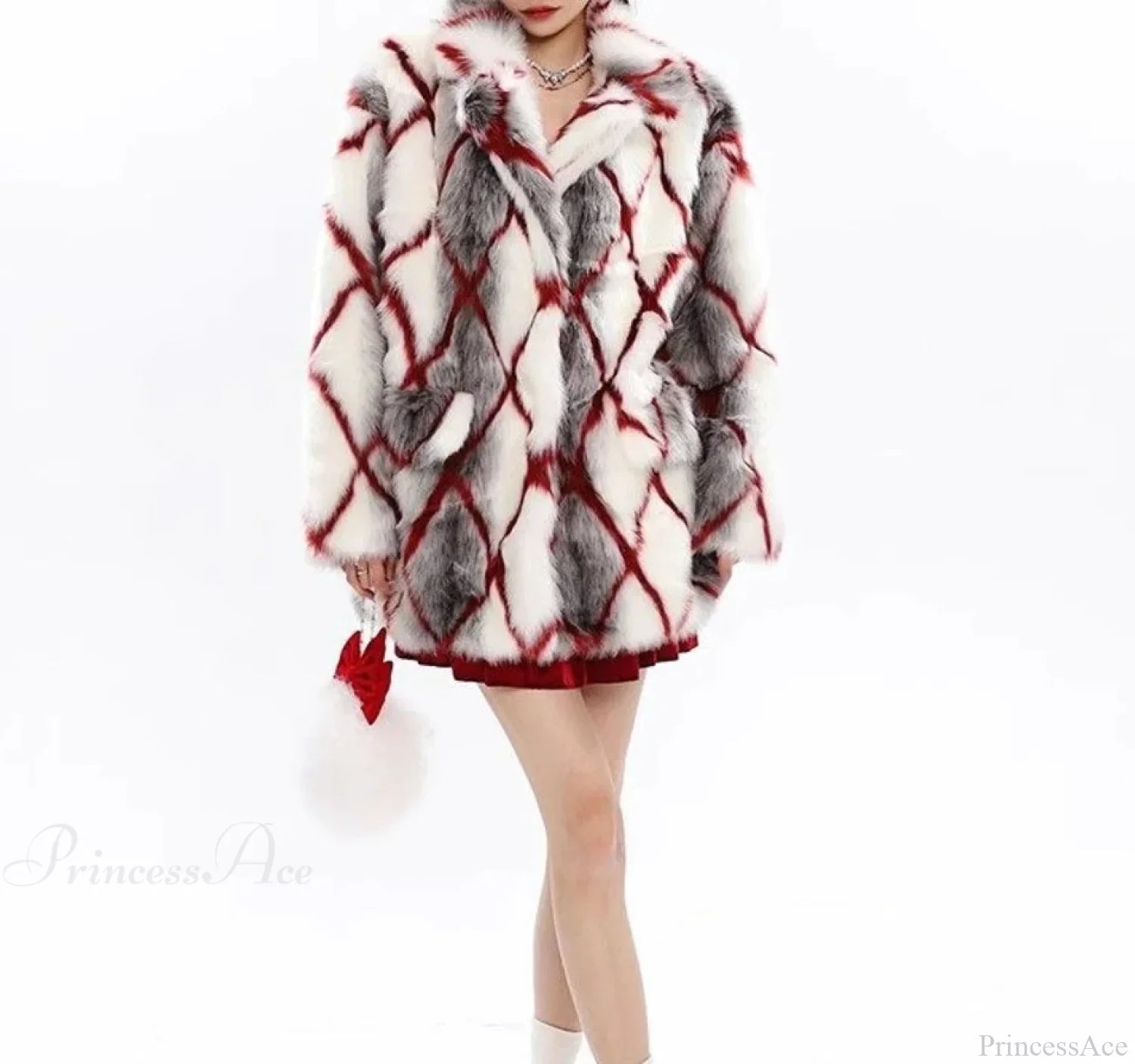Faux Mink Fur Red Coat Coats-241208