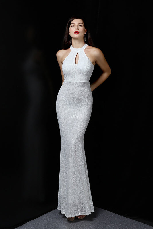 Plunging Neck Mermaid Formal Dress