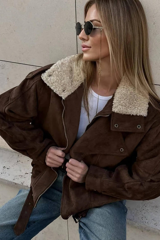 Casual Brown Oversized Jacket
