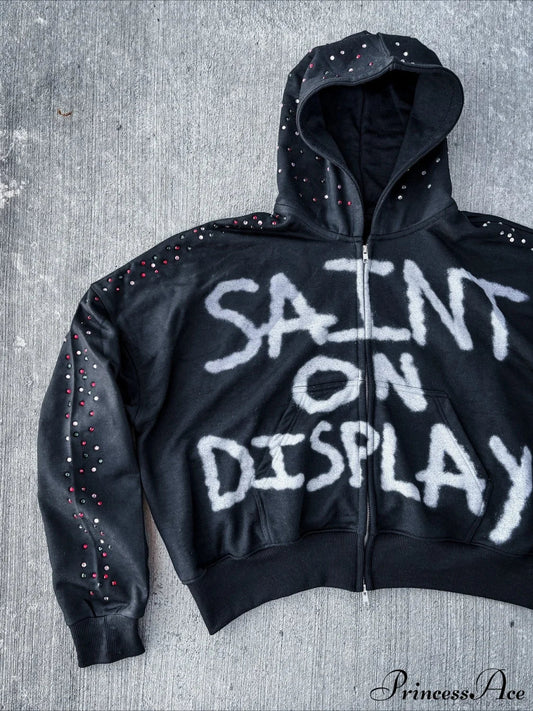 Gothic Rock Letter Print Hoodie