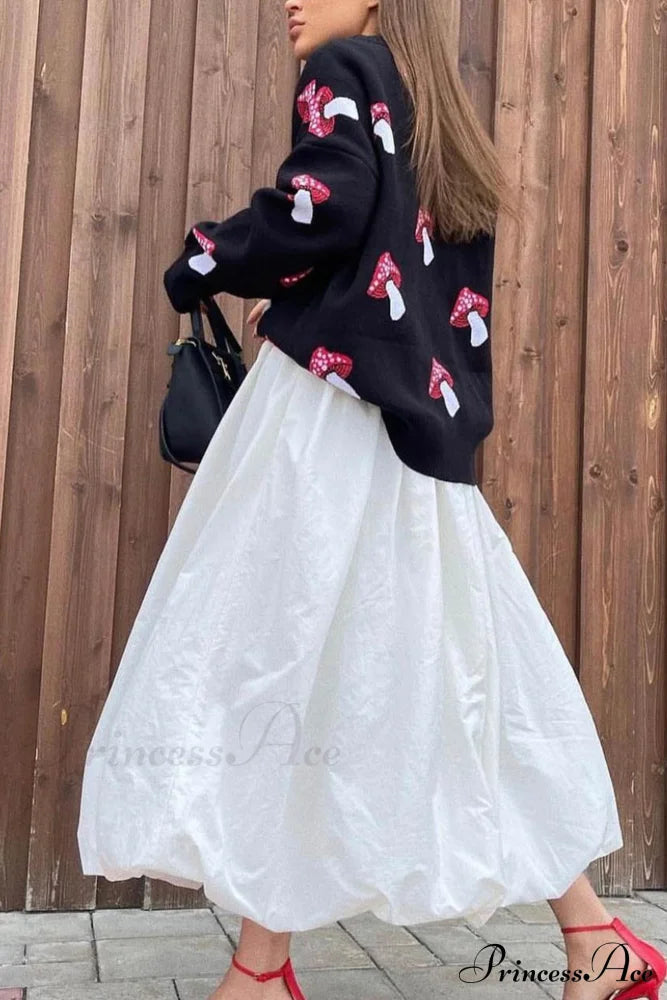 Graphic Mushroom Pullover Sweater Sweaters-L