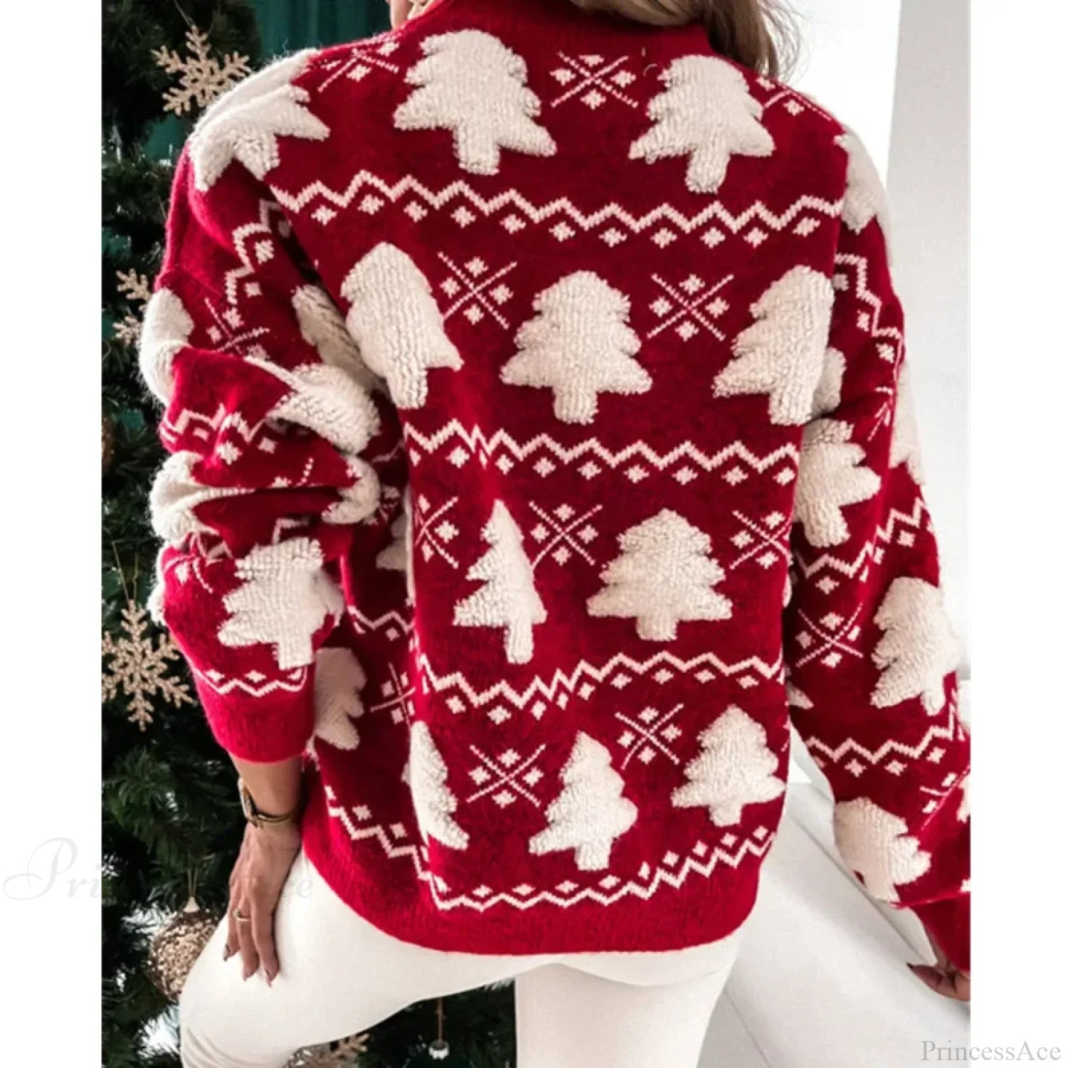 Half Turtle Collar Towel Embroidered Long Sleeve Autumn Winter Pullover Christmas Sweater Sweaters-L