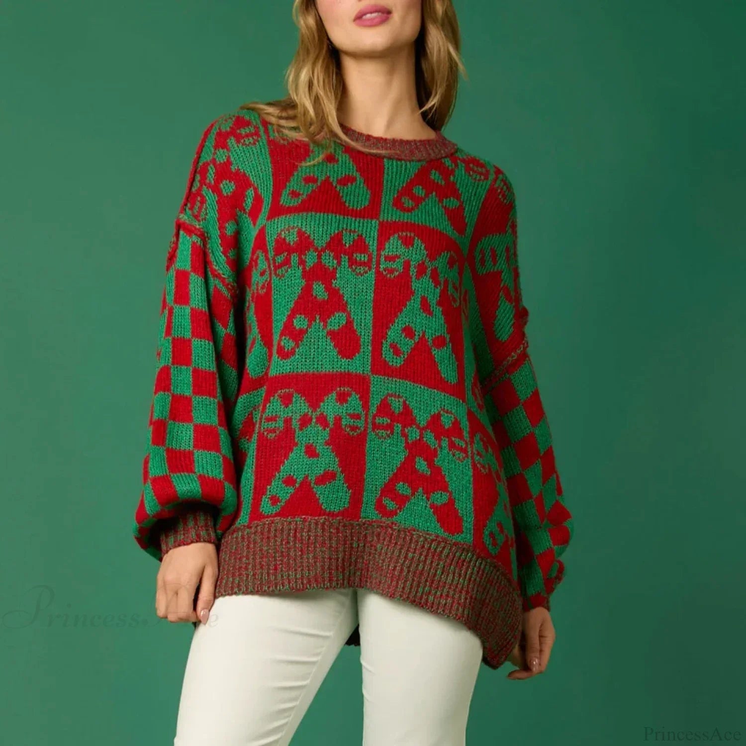 Halloween Christmas Round Neck Long Sleeve Aesthetic Gingerbread Loose Sweater White / S Sweaters-L