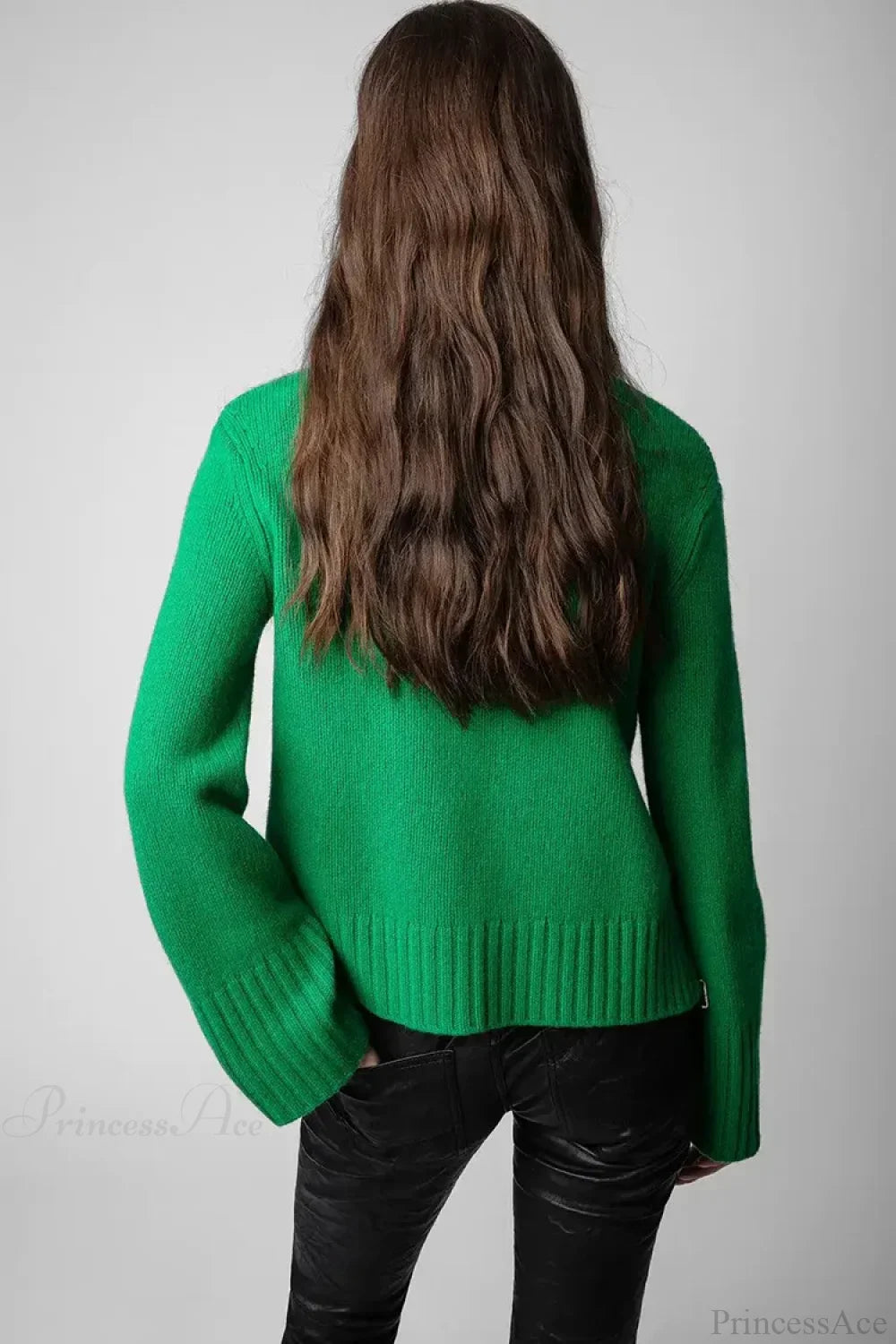 Happy Face Casual Fashion Round Neck Wool Knitted Green Christmas Sweater Sweaters-L