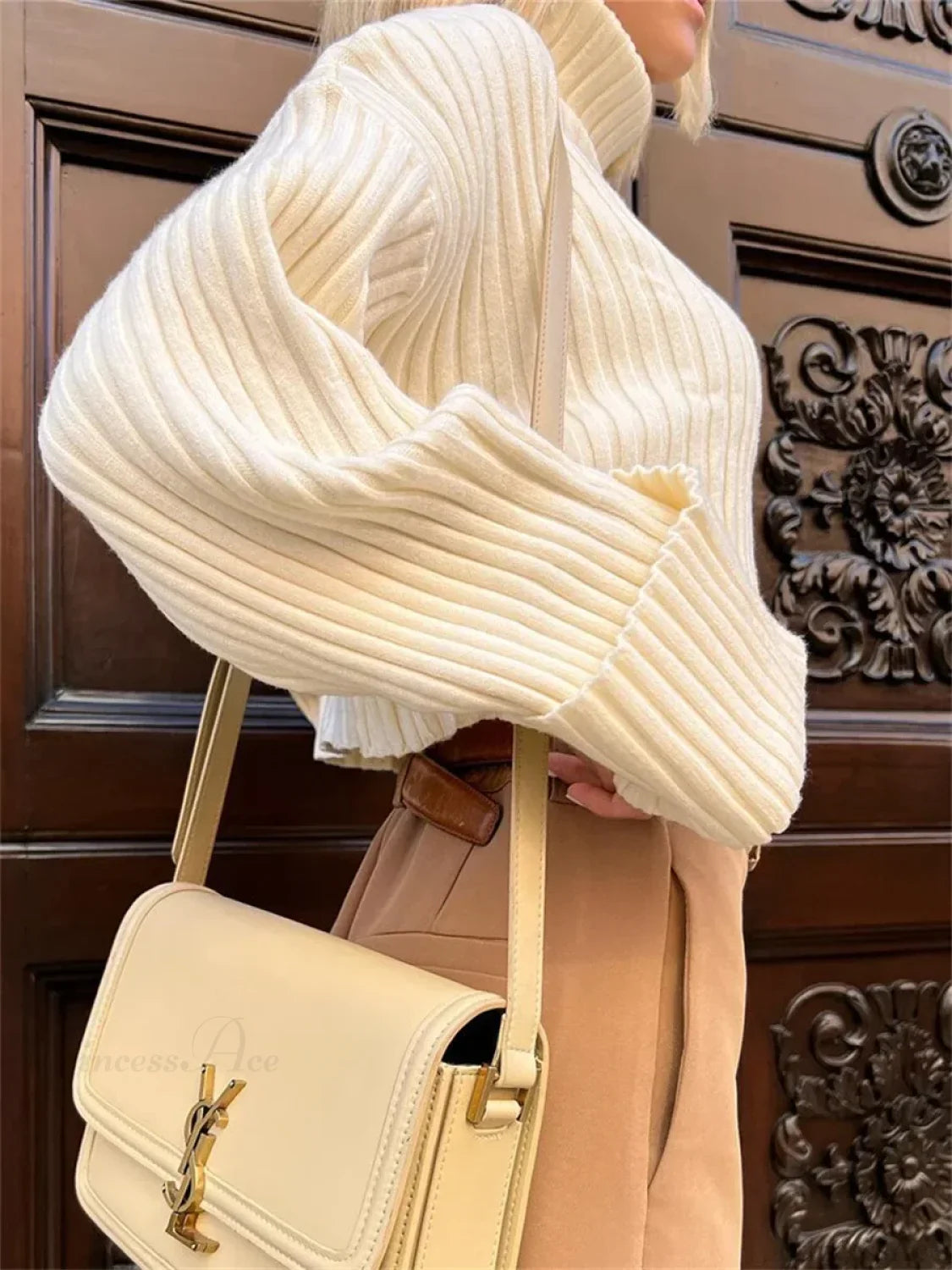 High Neck Ribbed Cropped Sweater