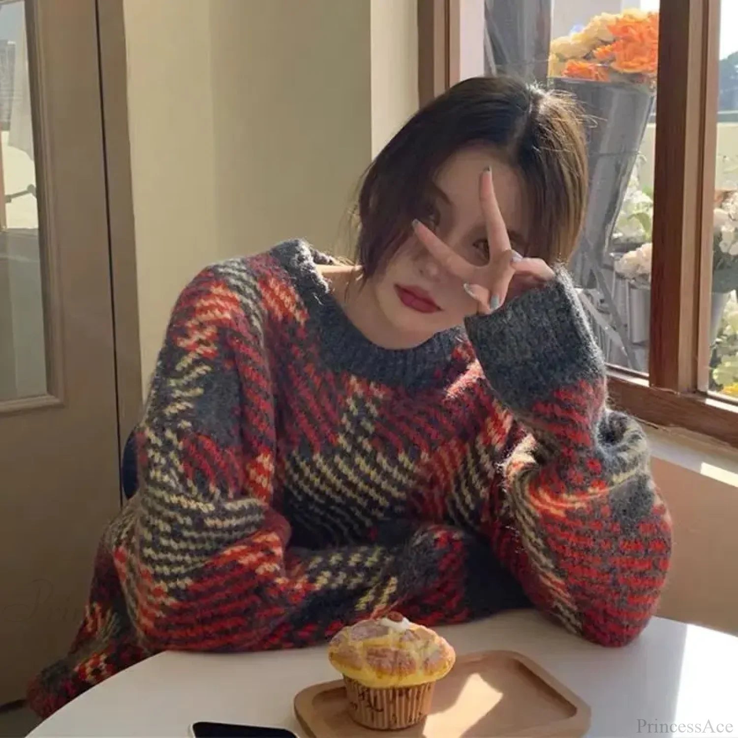 High Street Casual Printing Round Neck Sweater