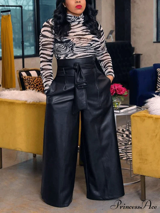 High Waist Pocket Trendy Straight Leg Pants