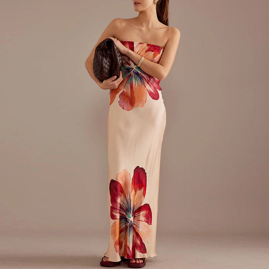 Y2K Floral Tube Strapless Backless Sundress
