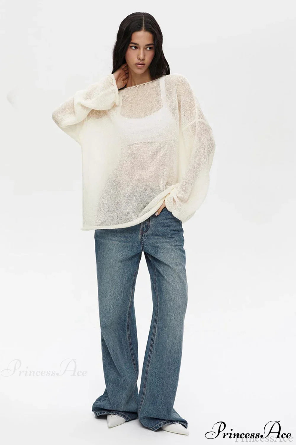 Hollow Out Bell Sleeve Knit Sweater