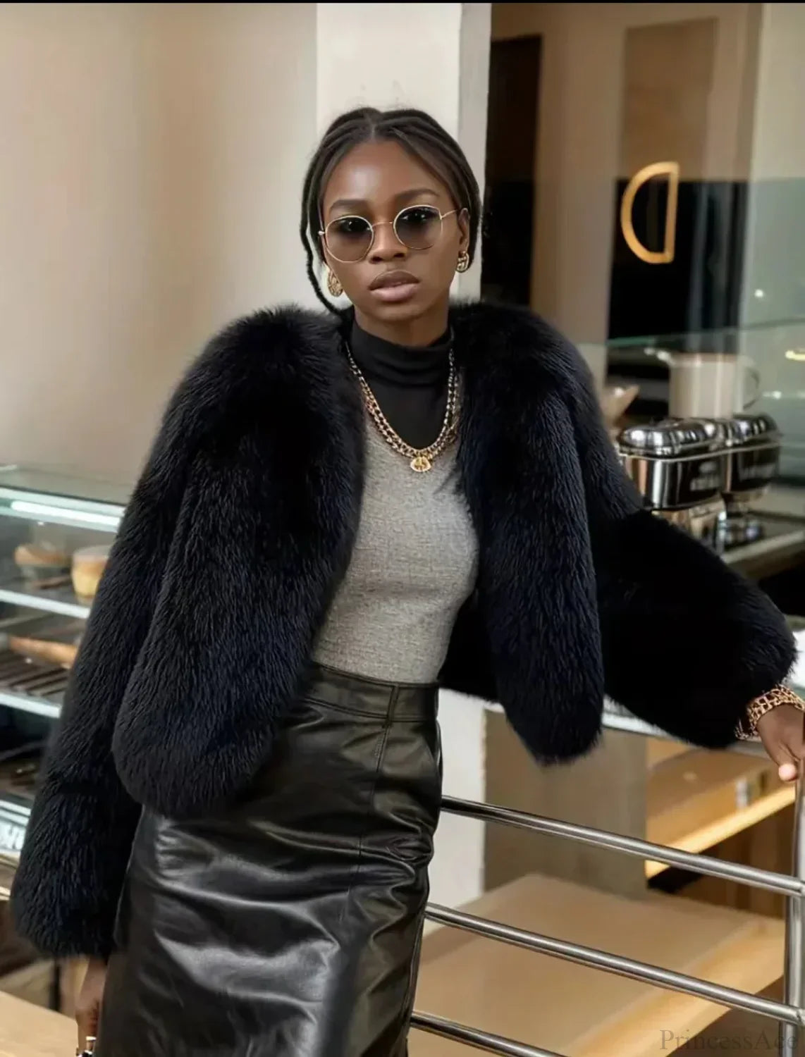 ImiTation Fox Warm Elegant Coat Black / XS