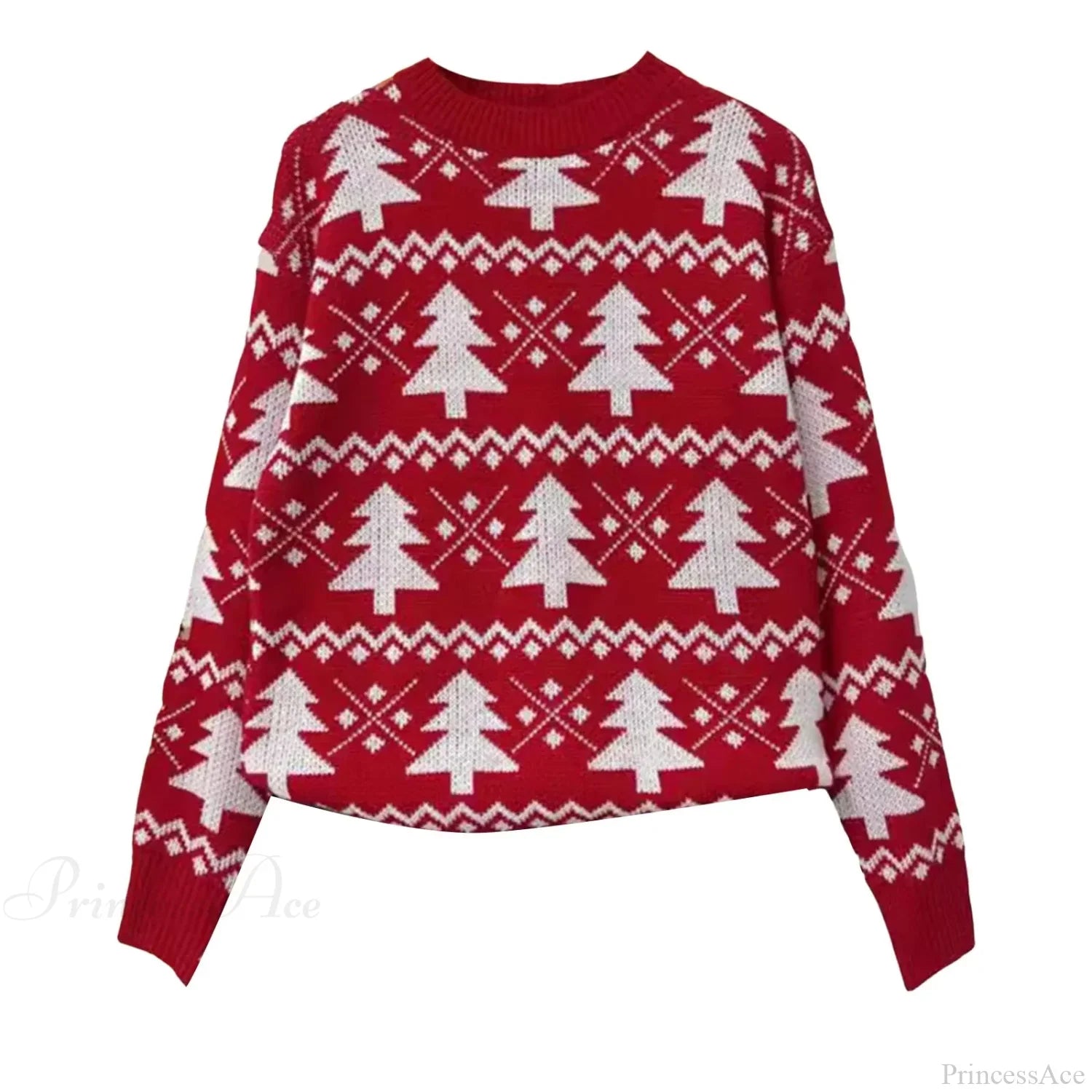 Jacquard Knitted Full Sleeve Warm Soft Christmas Sweater Sweaters-L