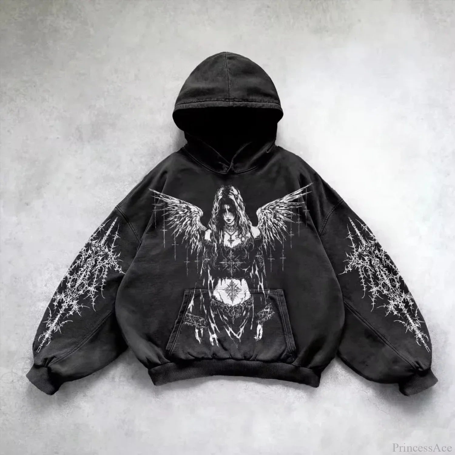 Joker Goth Print Fleece Zipper Hoodie black 5 / M
