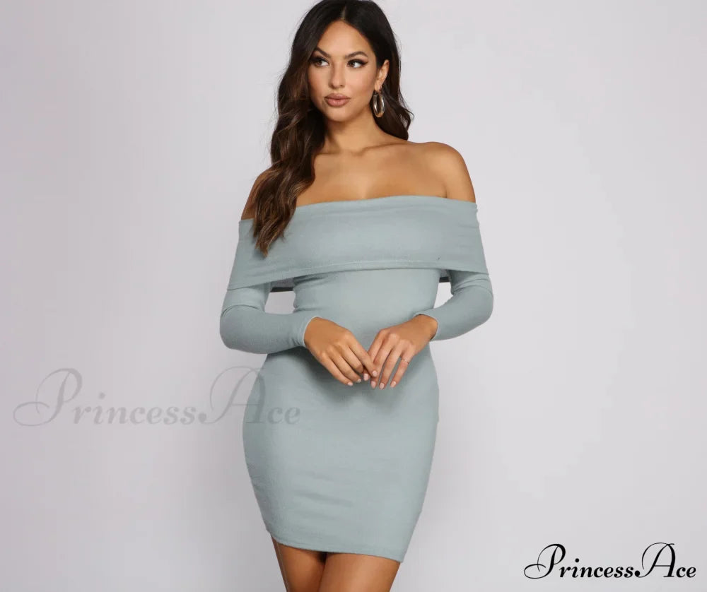 Keep It Chill Off The Shoulder Mini Dress - Lady Occasions