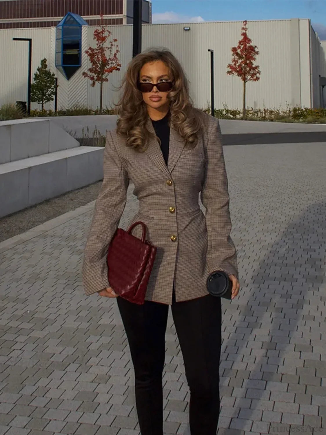 Khaki Plaid Suit Coat