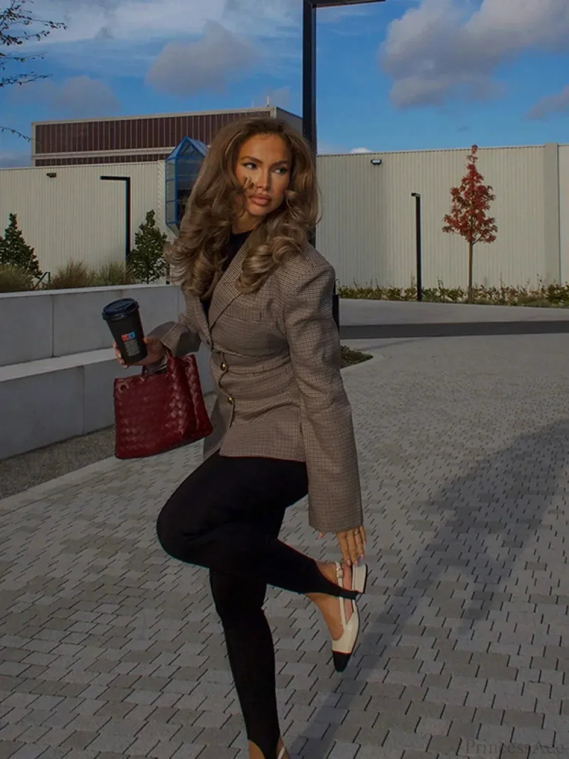 Khaki Plaid Suit Coat