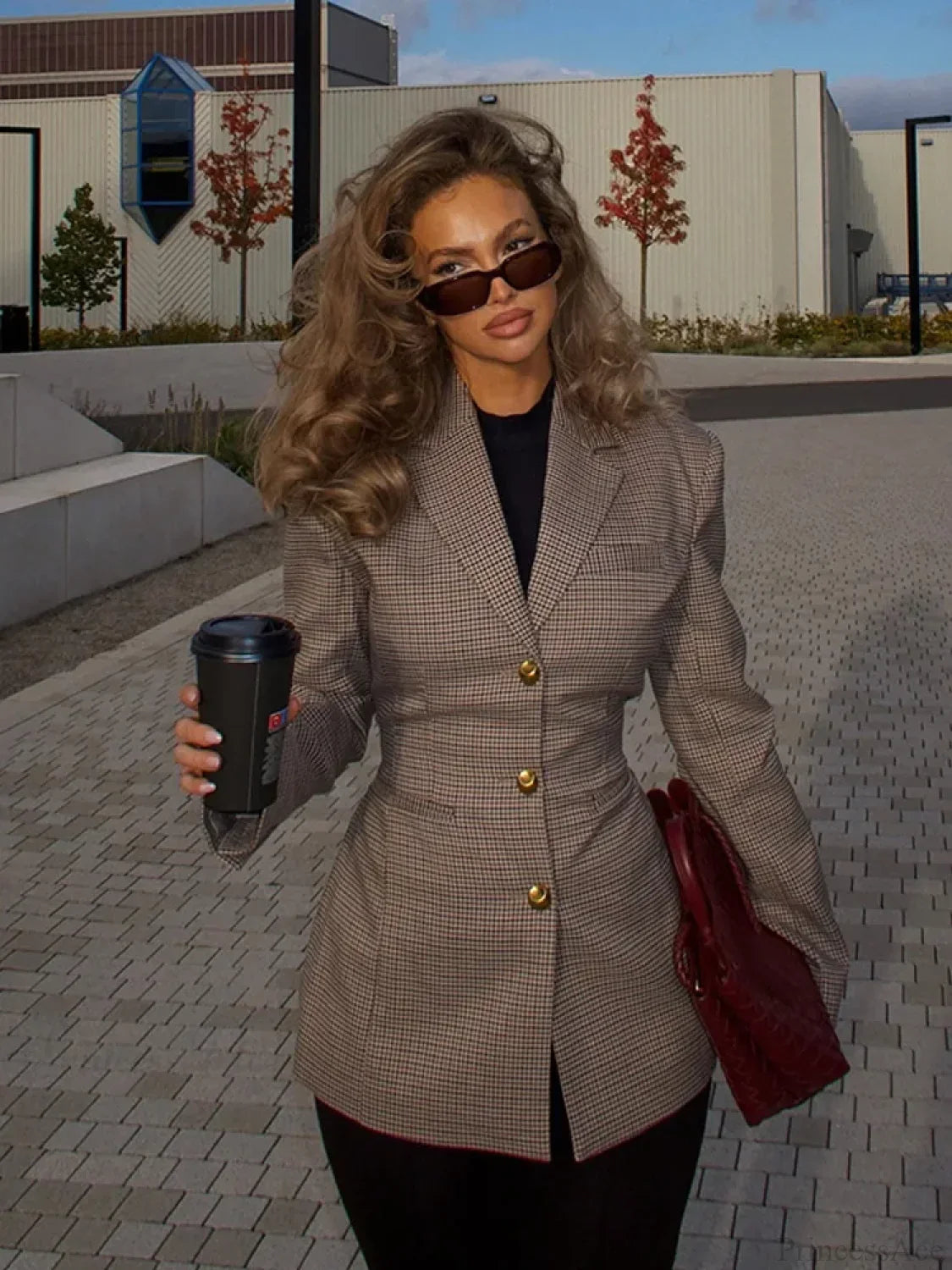 Khaki Plaid Suit Coat