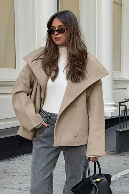 Khaki Wool Double Breasted Jacket