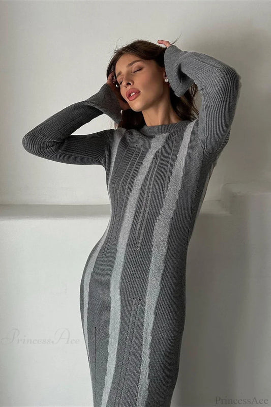 Knit Distressed Slim Maxi Dress