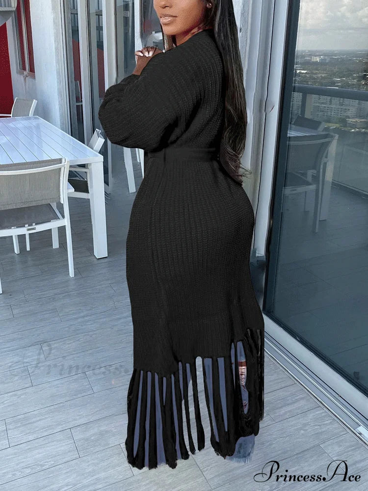 Knit Slit Graceful Turtleneck Sweaters Coats & Jackets