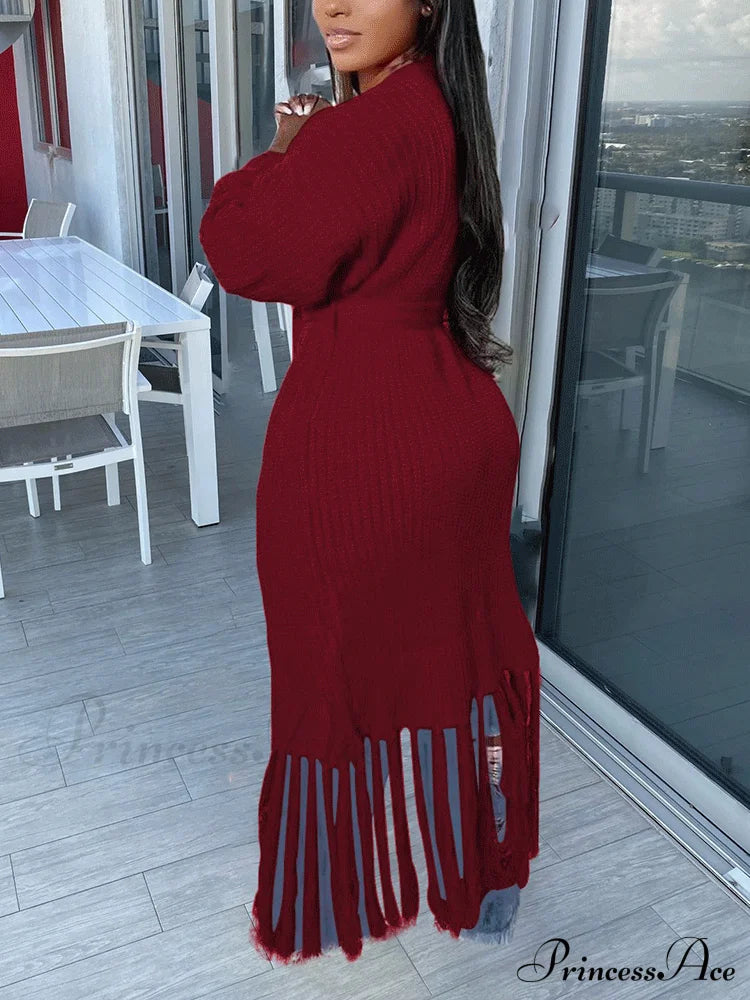 Knit Slit Graceful Turtleneck Sweaters Coats & Jackets