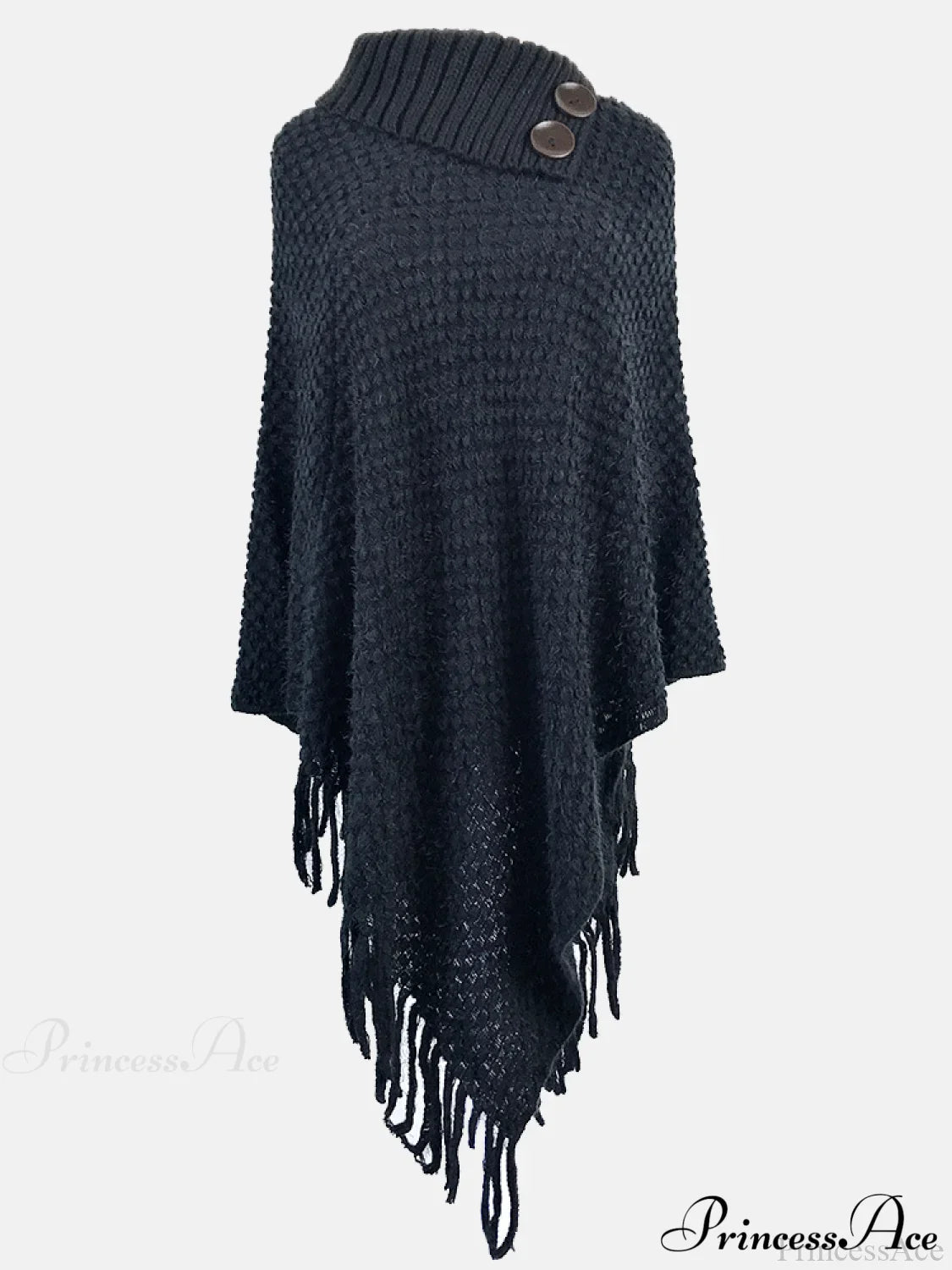 Knitted Charming Button Cardigan Black / One Size Shirts & Tops