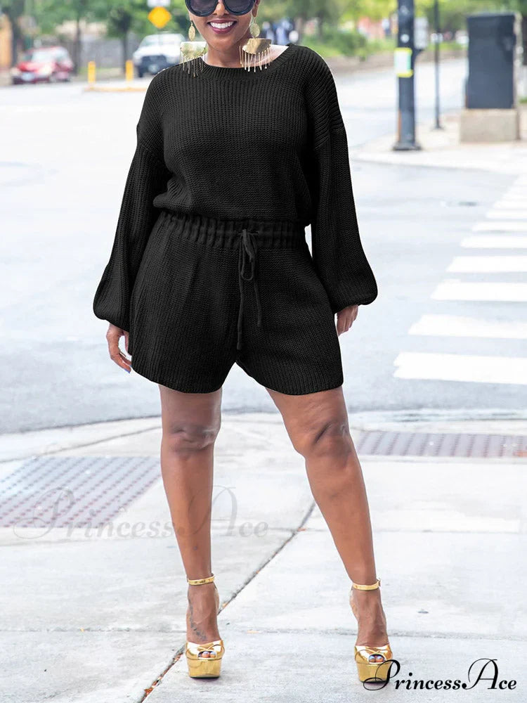 Knitted Houndstooth Graceful V Neck Cardigan Black / S Jumpsuits & Rompers