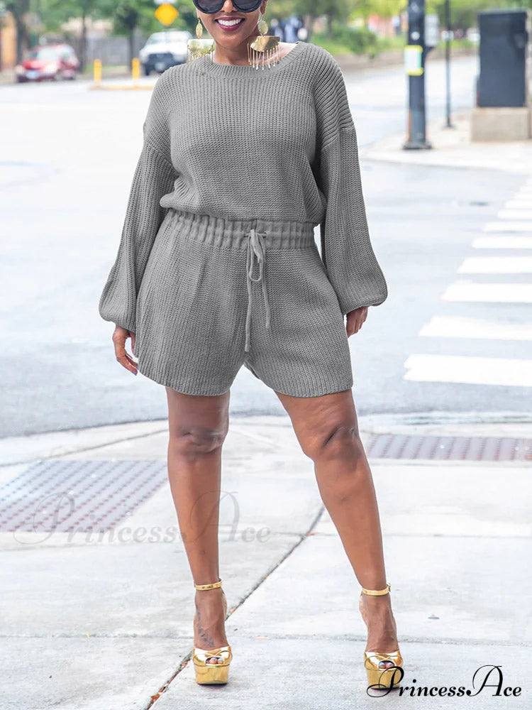 Knitted Houndstooth Graceful V Neck Cardigan Gray / S Jumpsuits & Rompers