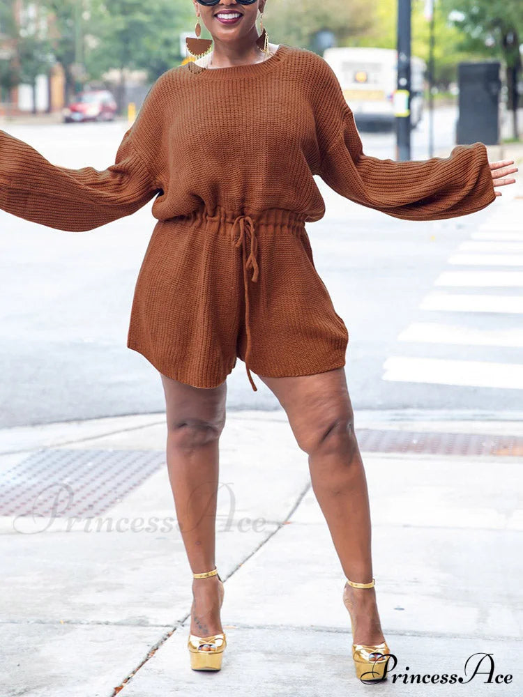 Knitted Houndstooth Graceful V Neck Cardigan Jumpsuits & Rompers