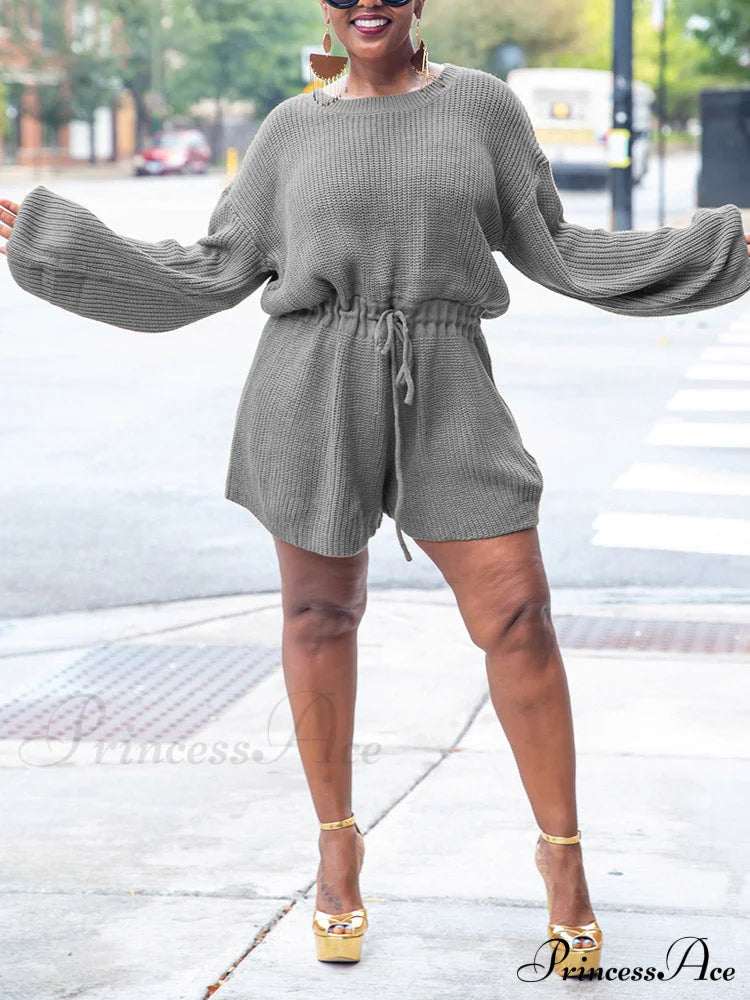 Knitted Houndstooth Graceful V Neck Cardigan Jumpsuits & Rompers