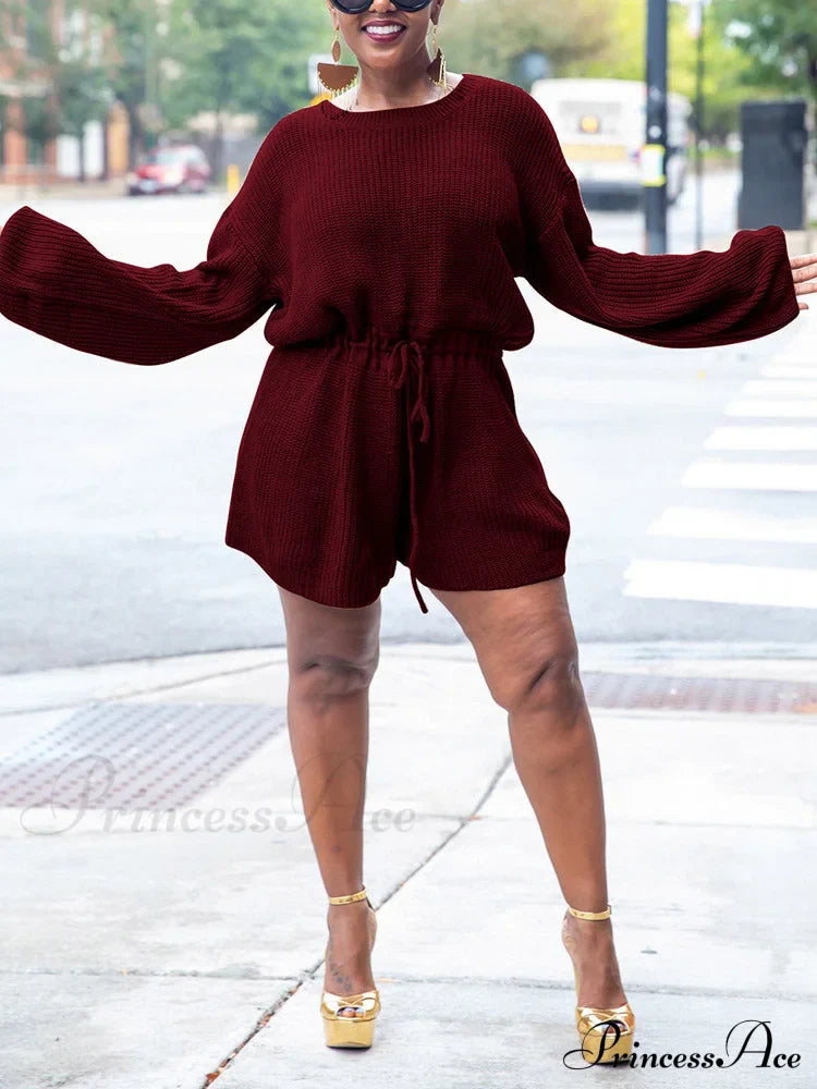 Knitted Houndstooth Graceful V Neck Cardigan Jumpsuits & Rompers