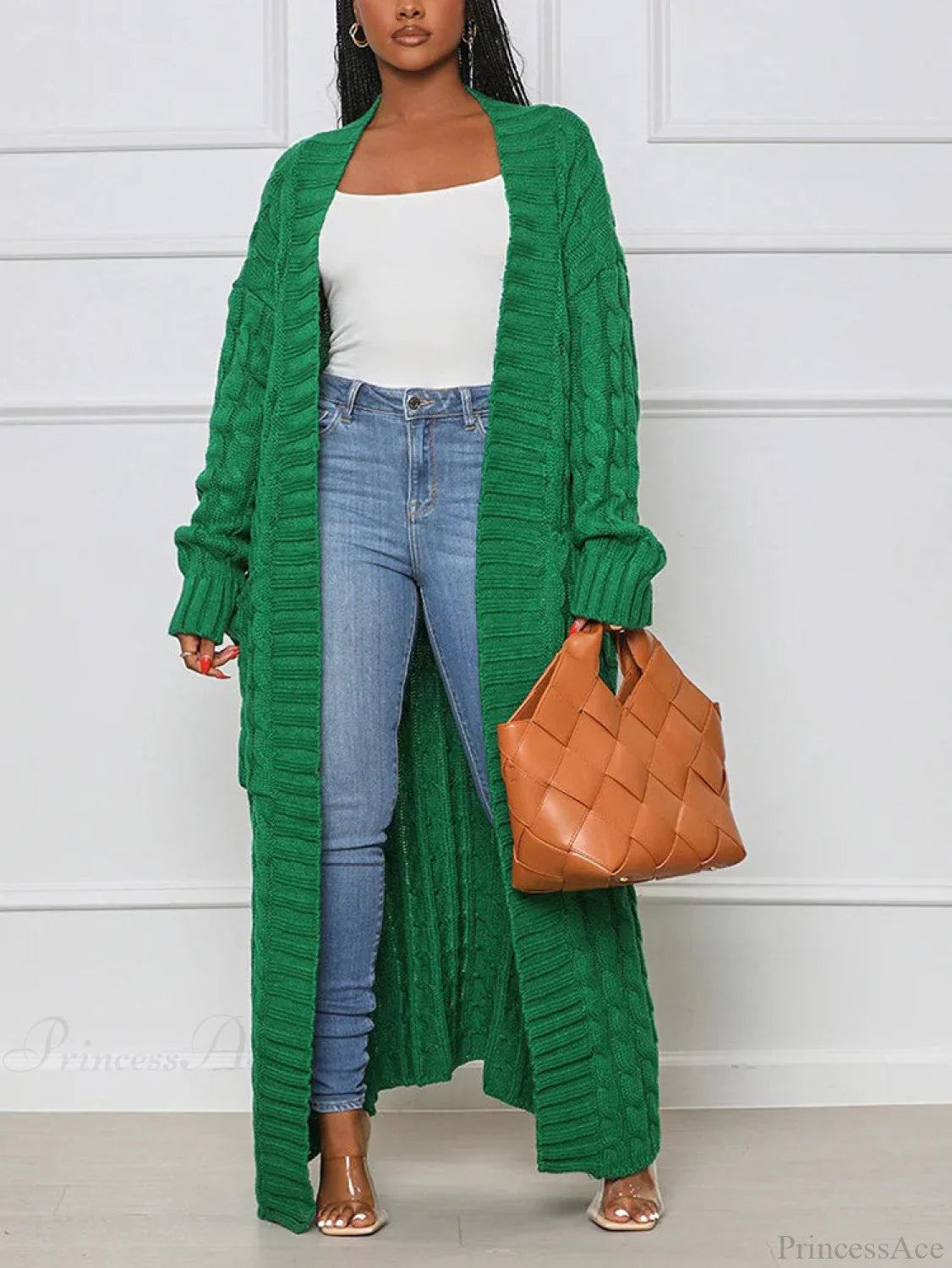 Knitted Solid Graceful Open Front Cardigan